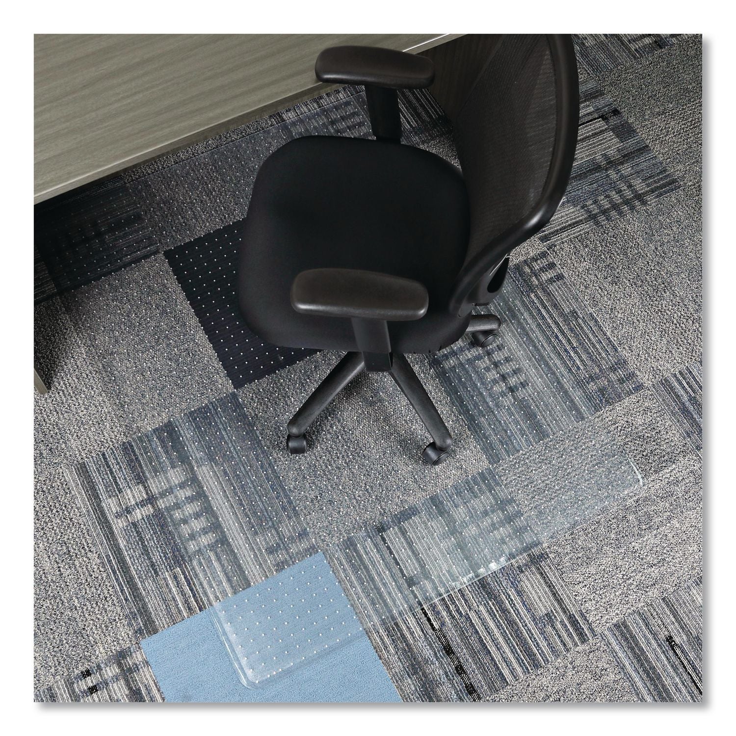 Moderate Use Studded Chair Mat for Low Pile Carpet, 46 x 60, Rectangular, Clear