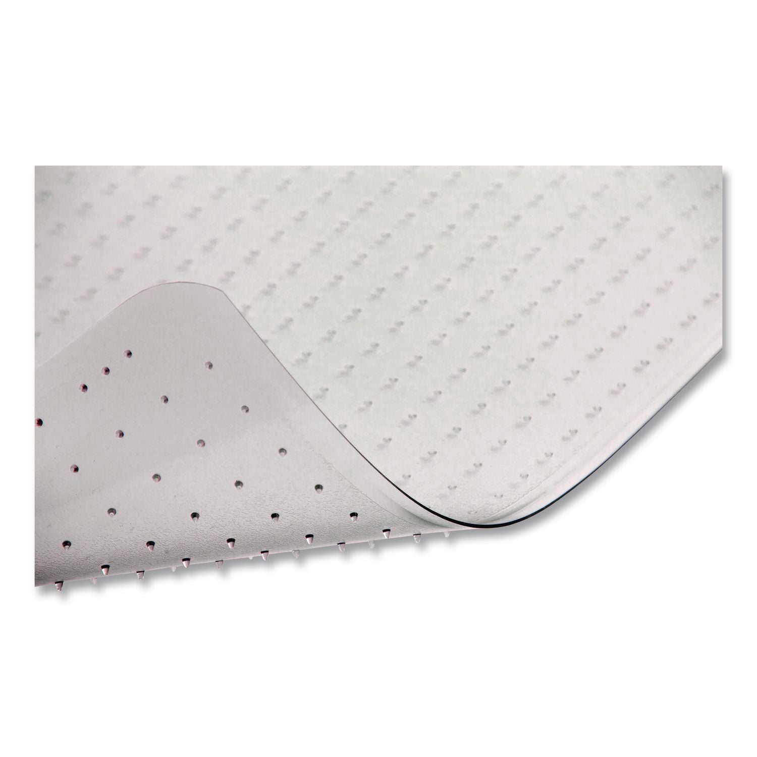 Occasional Use Studded Chair Mat for Flat Pile Carpet, 46 x 60, Rectangular, Clear