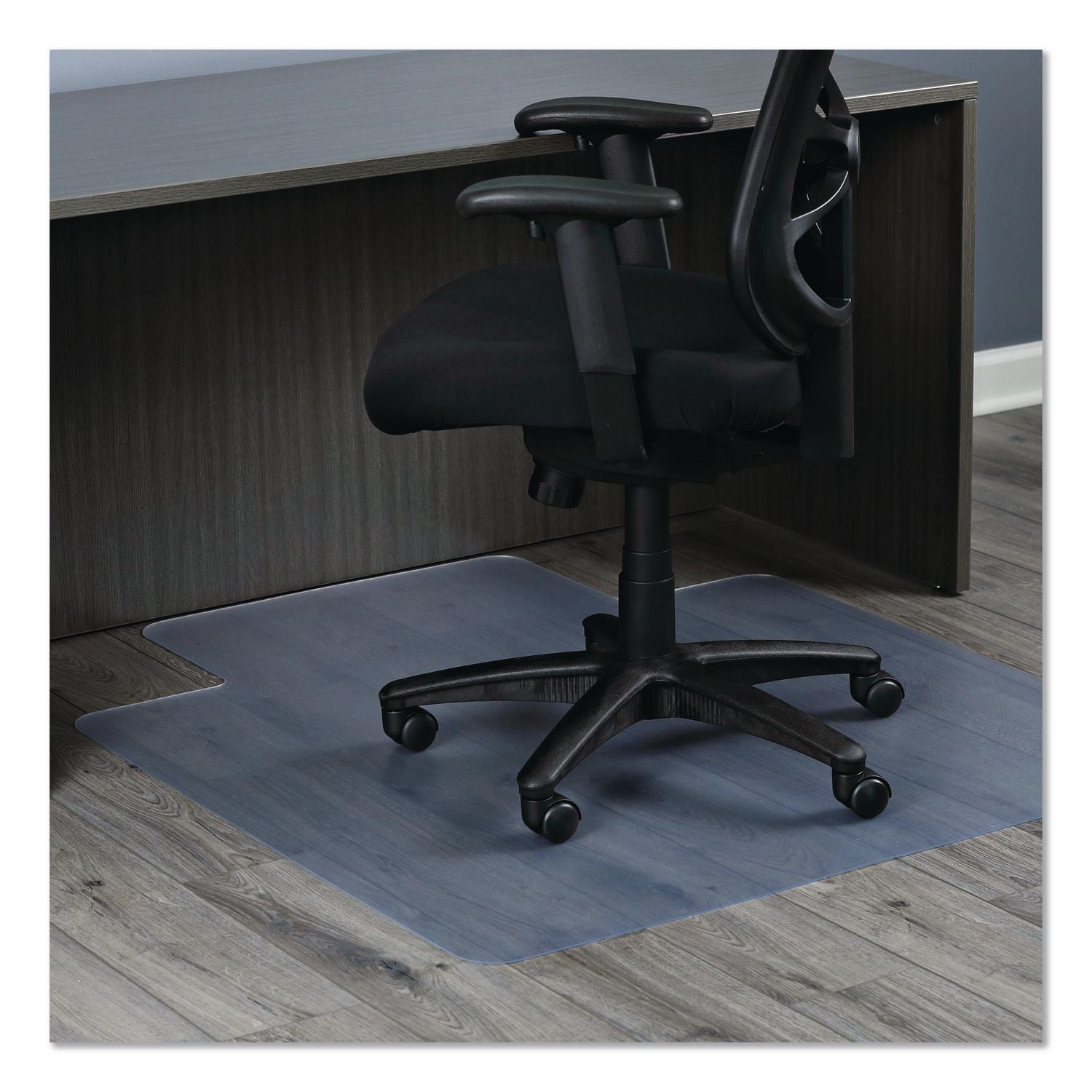 All Day Use Non-Studded Chair Mat for Hard Floors, 45 x 53, Wide Lipped, Clear
