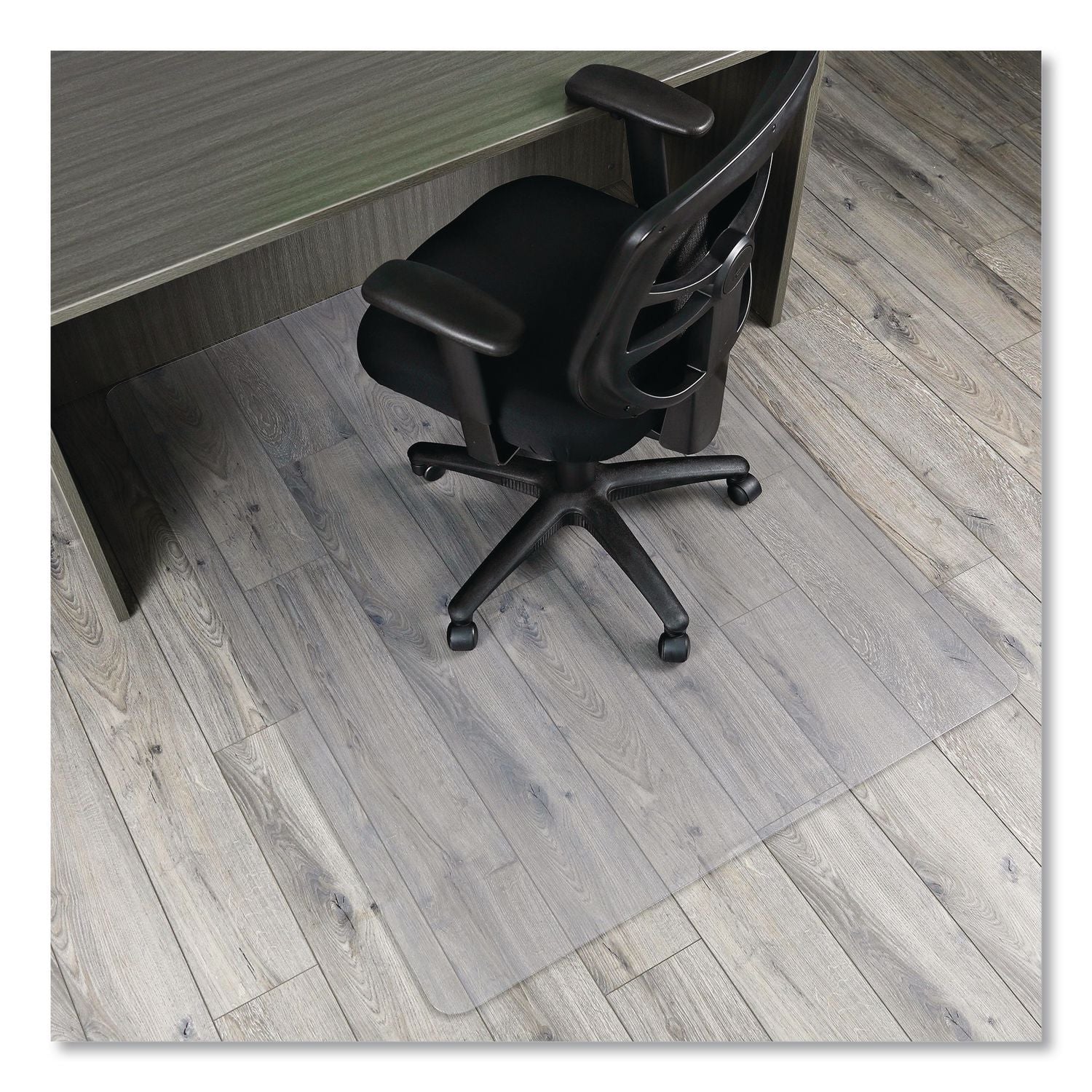 All Day Use Non-Studded Chair Mat for Hard Floors, 46 x 60, Rectangular, Clear