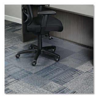 Occasional Use Studded Chair Mat for Flat Pile Carpet, 46 x 60, Rectangular, Clear