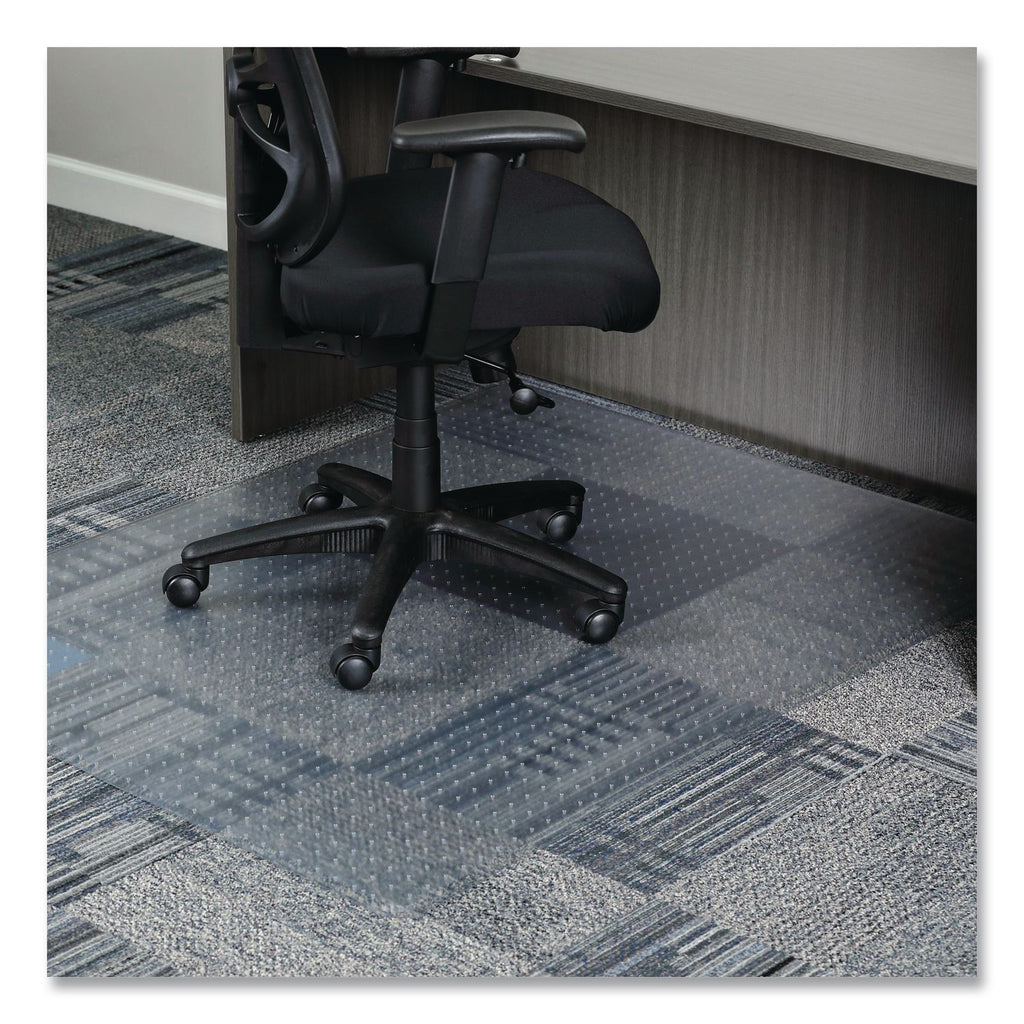 Moderate Use Studded Chair Mat for Low Pile Carpet, 46 x 60, Rectangular, Clear