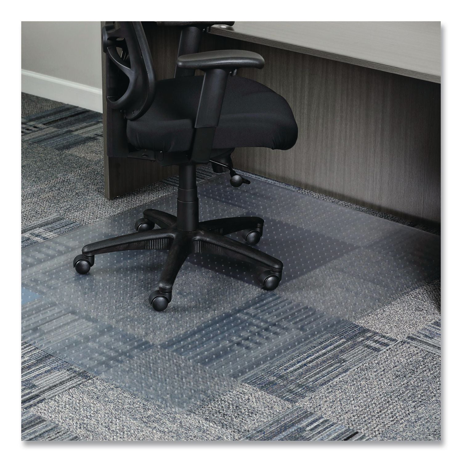 Moderate Use Studded Chair Mat for Low Pile Carpet, 46 x 60, Rectangular, Clear
