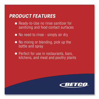 Betco Sanibet RTU Cleaner - Ready-To-Use Spray - 32 fl oz (1 quart) - 12 / Carton - Yellow