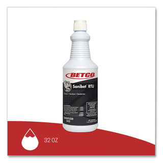 Betco Sanibet RTU Cleaner - Ready-To-Use Spray - 32 fl oz (1 quart) - 12 / Carton - Yellow