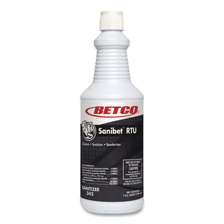 Betco Sanibet RTU Cleaner - Ready-To-Use Spray - 32 fl oz (1 quart) - 12 / Carton - Yellow