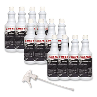 Betco Sanibet RTU Cleaner - Ready-To-Use Spray - 32 fl oz (1 quart) - 12 / Carton - Yellow