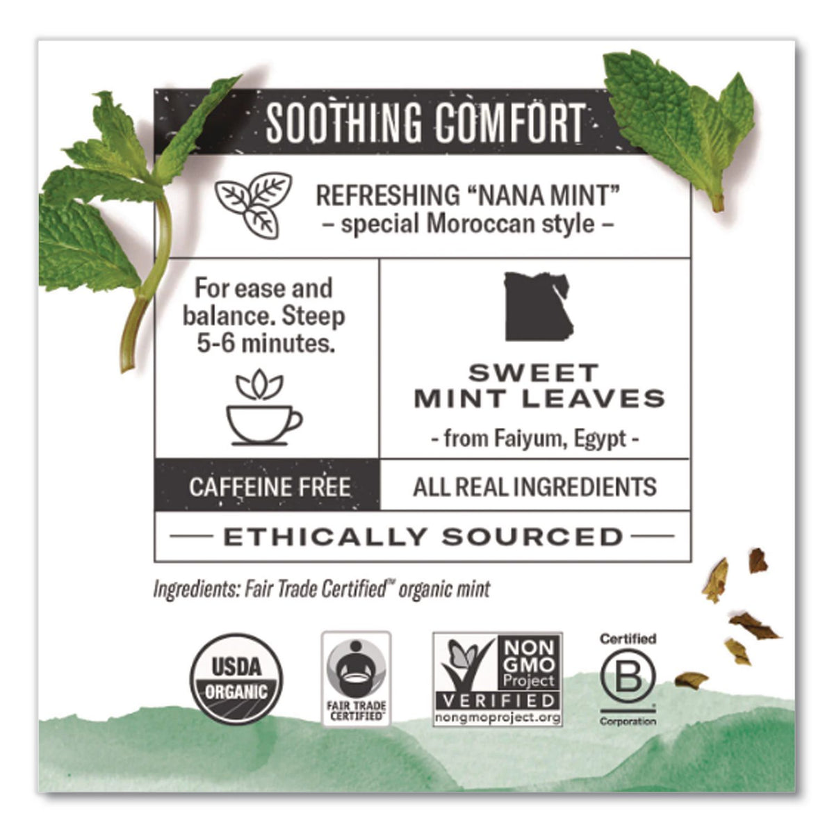 Organic Teas and Teasans, 1.4 oz, Moroccan Mint, 18/Box