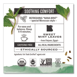 Organic Teas and Teasans, 1.4 oz, Moroccan Mint, 18/Box