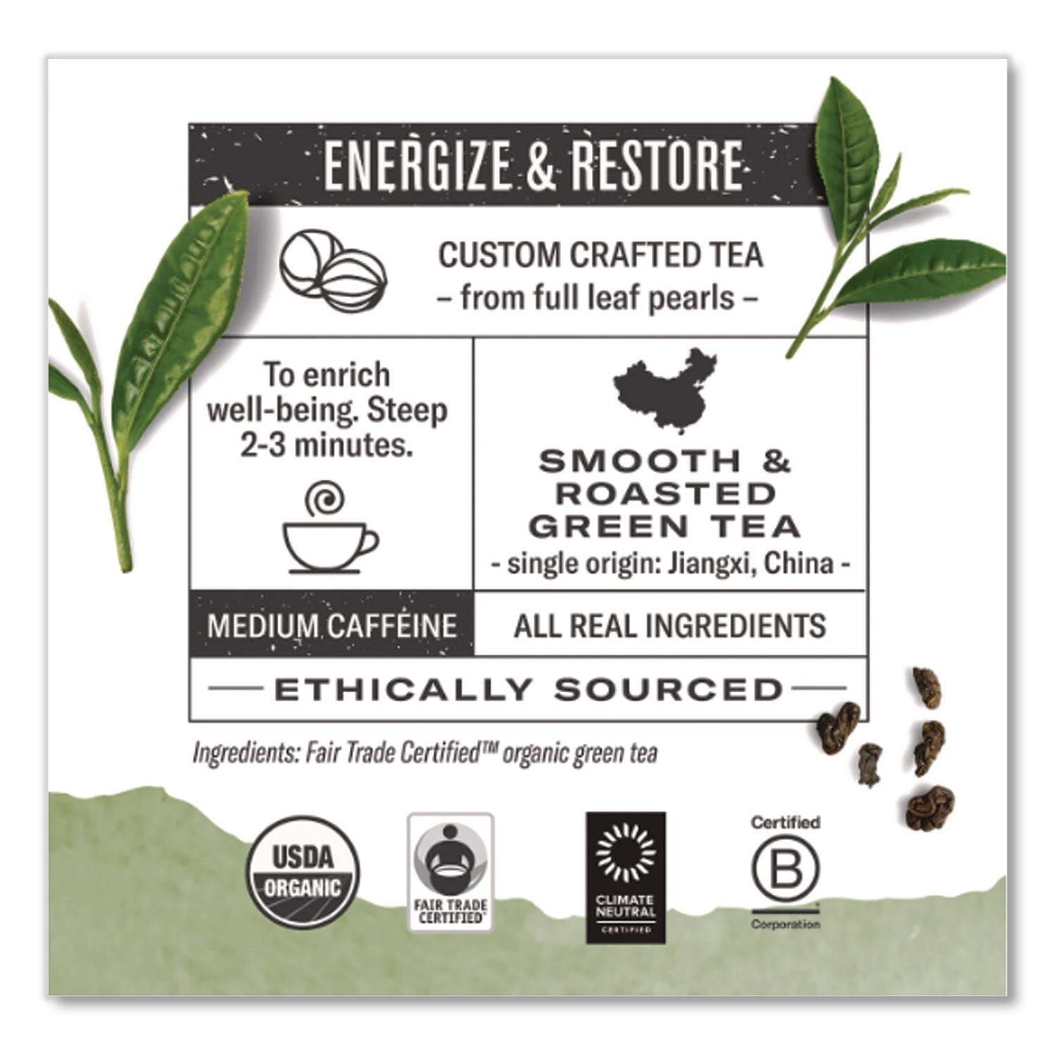 Organic Teas and Teasans, 1.27 oz, Gunpowder Green, 18/Box