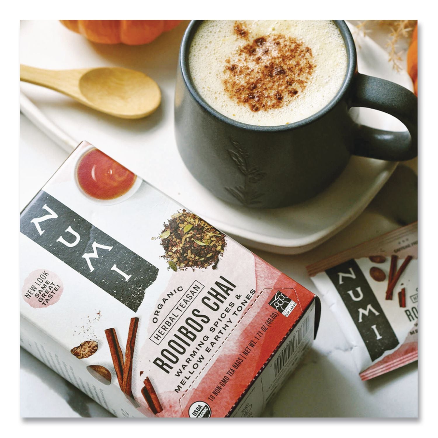 Organic Teas and Teasans, 1.71 oz, Rooibos Chai, 18/Box