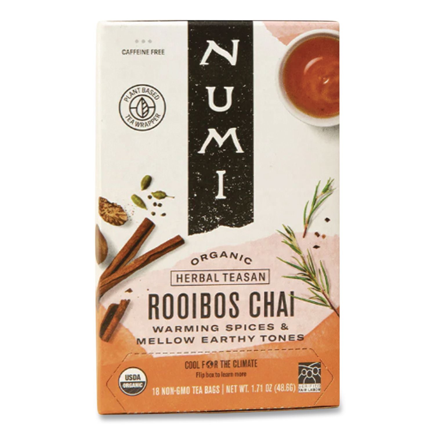 Organic Teas and Teasans, 1.71 oz, Rooibos Chai, 18/Box