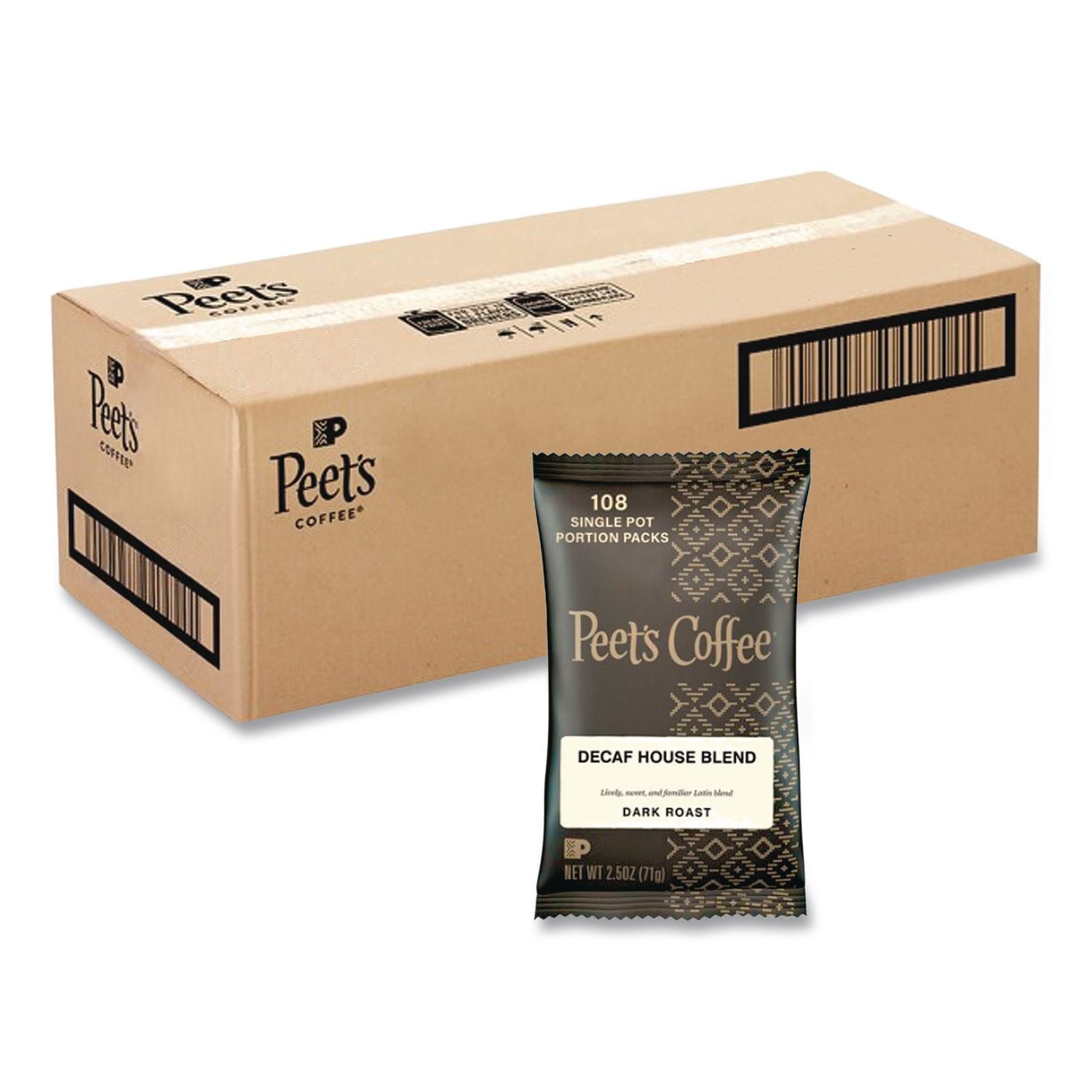 Coffee Portion Packs, House Blend, Decaf, 2.5 oz Frack Pack, 18/Box