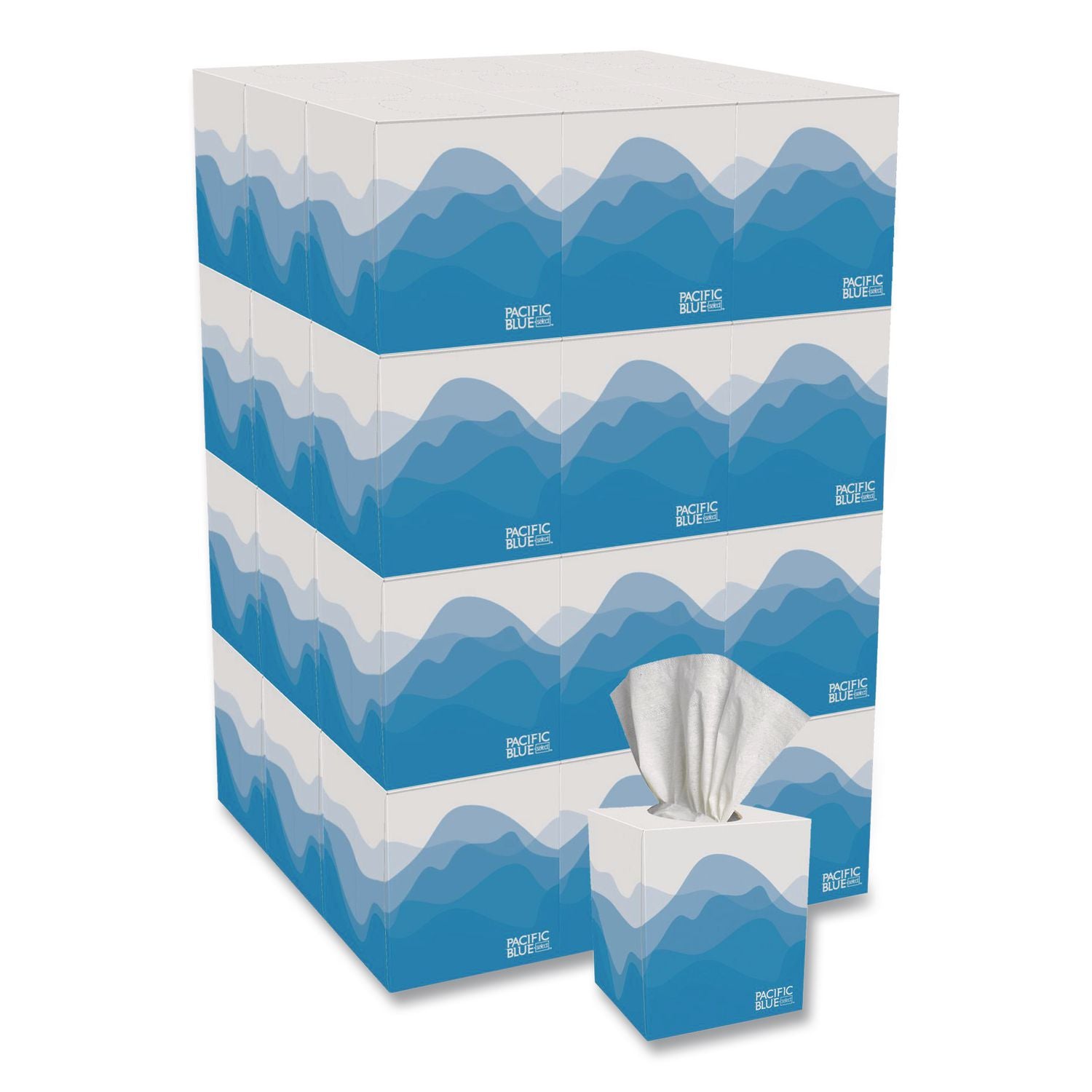 Pacific Blue Select Cube Box Facial Tissue, 2-Ply, White, 100 Sheets/Box, 36 Boxes/Carton