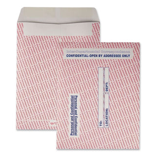 Gray/Red Paper Gummed Flap Personal and Confidential Interoffice Envelope, #97, 10 x 13, Gray/Red, 100/Box