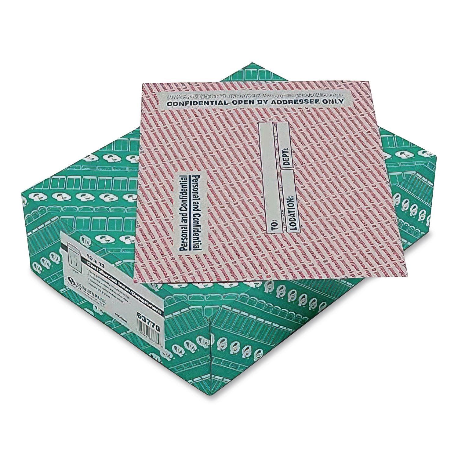 Gray/Red Paper Gummed Flap Personal and Confidential Interoffice Envelope, #97, 10 x 13, Gray/Red, 100/Box