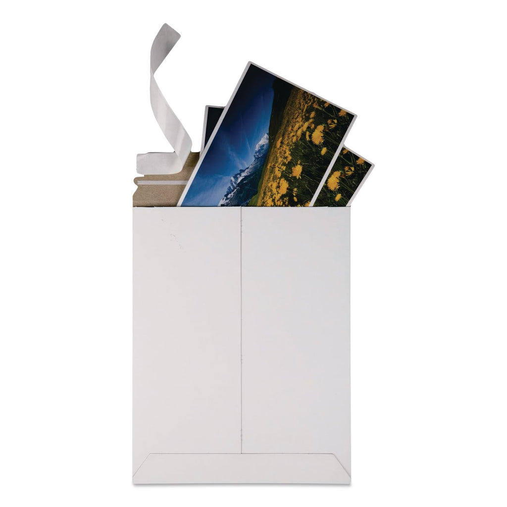 Photo/Document Mailer, Cheese Blade Flap, Redi-Strip Adhesive Closure, 9 x 11.5, White, 25/Box