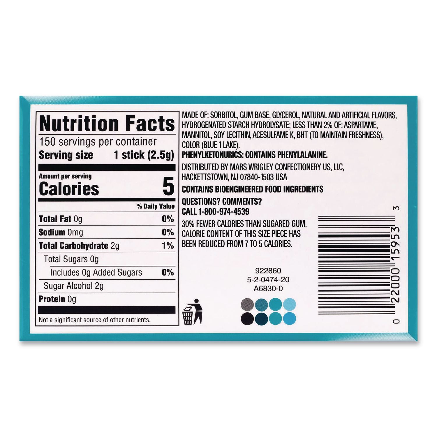 Wrigley Extra Polar Ice Chewing Gum - Mint - 10 / Box