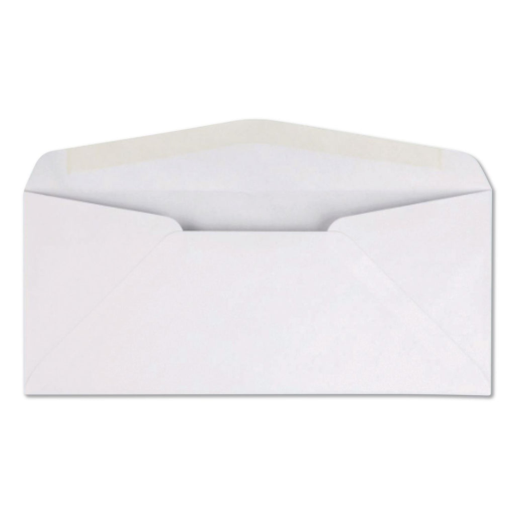 Business Envelope, #10, Commercial Flap, Diagonal Seam, Gummed Closure, 24 lb Bond Weight Paper, 4.13 x 9.5, White, 500/Box