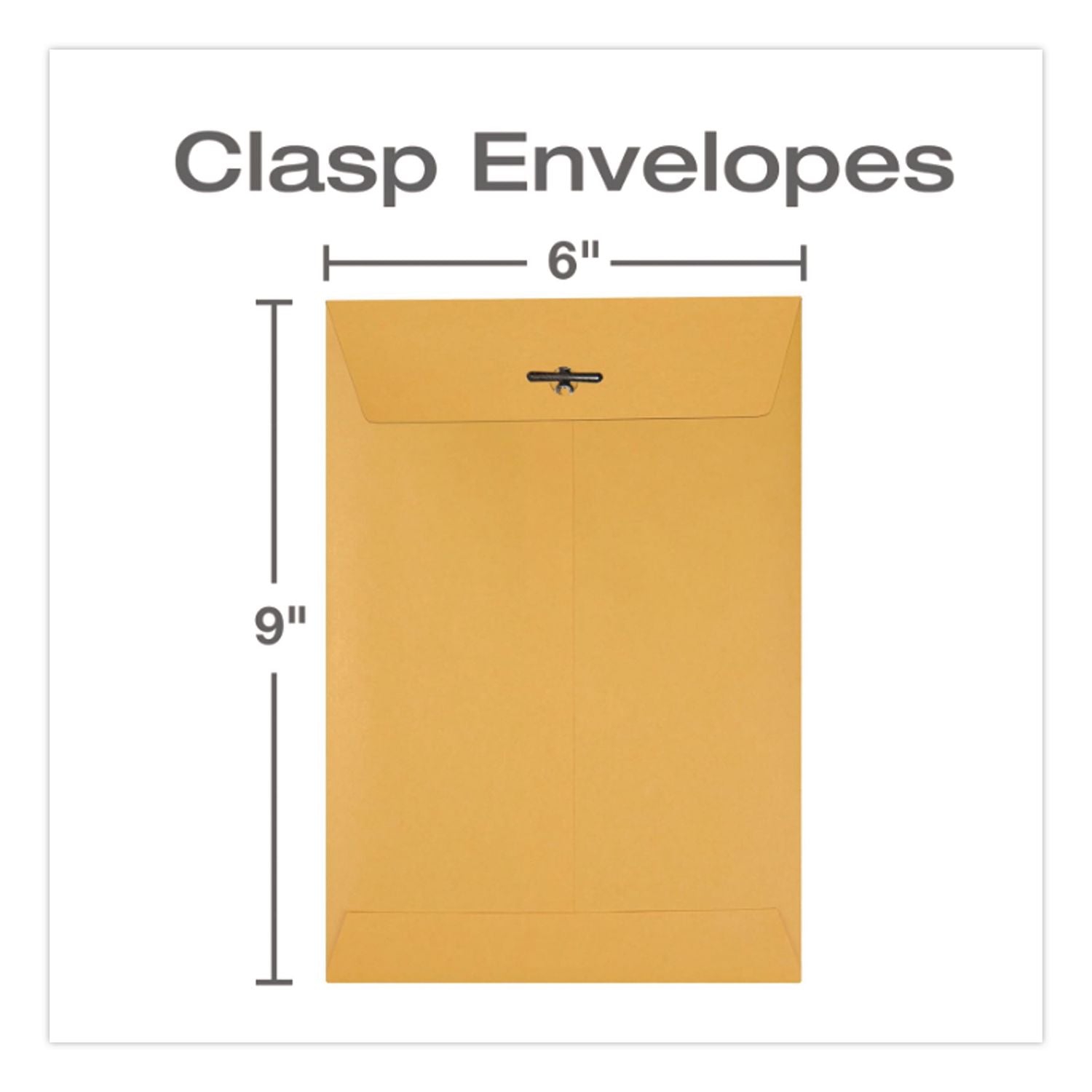 Clasp Envelope, 32 lb Bond Weight Kraft, #1, Square Flap, Clasp/Gummed Closure, 6 x 9, Brown Kraft, 100/Box