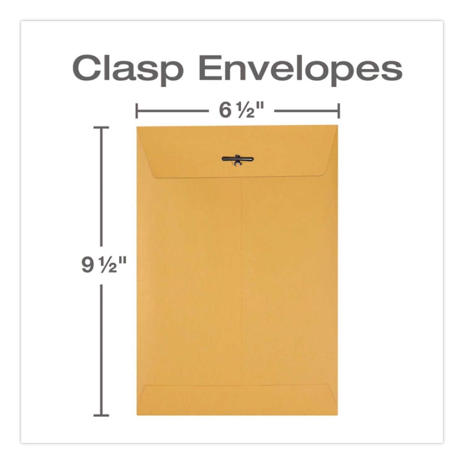 Clasp Envelope, 32 lb Bond Weight Kraft, #1 3/4, Square Flap, Clasp/Gummed Closure, 6.5 x 9.5, Brown Kraft, 100/Box
