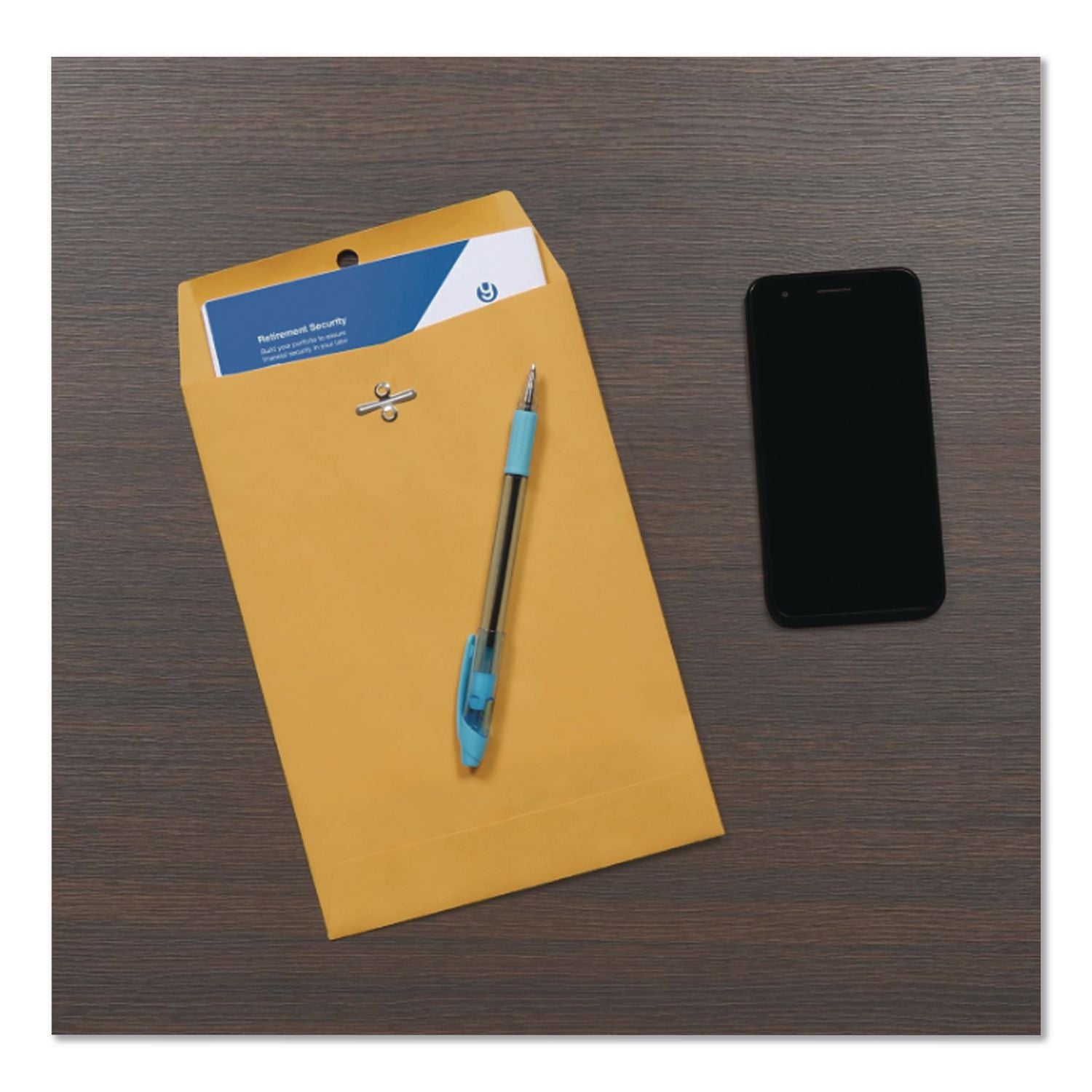 Clasp Envelope, 32 lb Bond Weight Kraft, #1 3/4, Square Flap, Clasp/Gummed Closure, 6.5 x 9.5, Brown Kraft, 100/Box