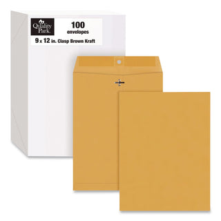 Clasp Envelope, 32 lb Bond Weight Kraft, #10 1/2, Square Flap, Clasp/Gummed Closure, 9 x 12, Brown Kraft, 100/Box