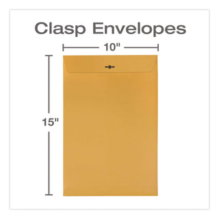 Clasp Envelope, 32 lb Bond Weight Kraft, #15, Square Flap, Clasp/Gummed Closure, 10 x 15, Brown Kraft, 100/Box