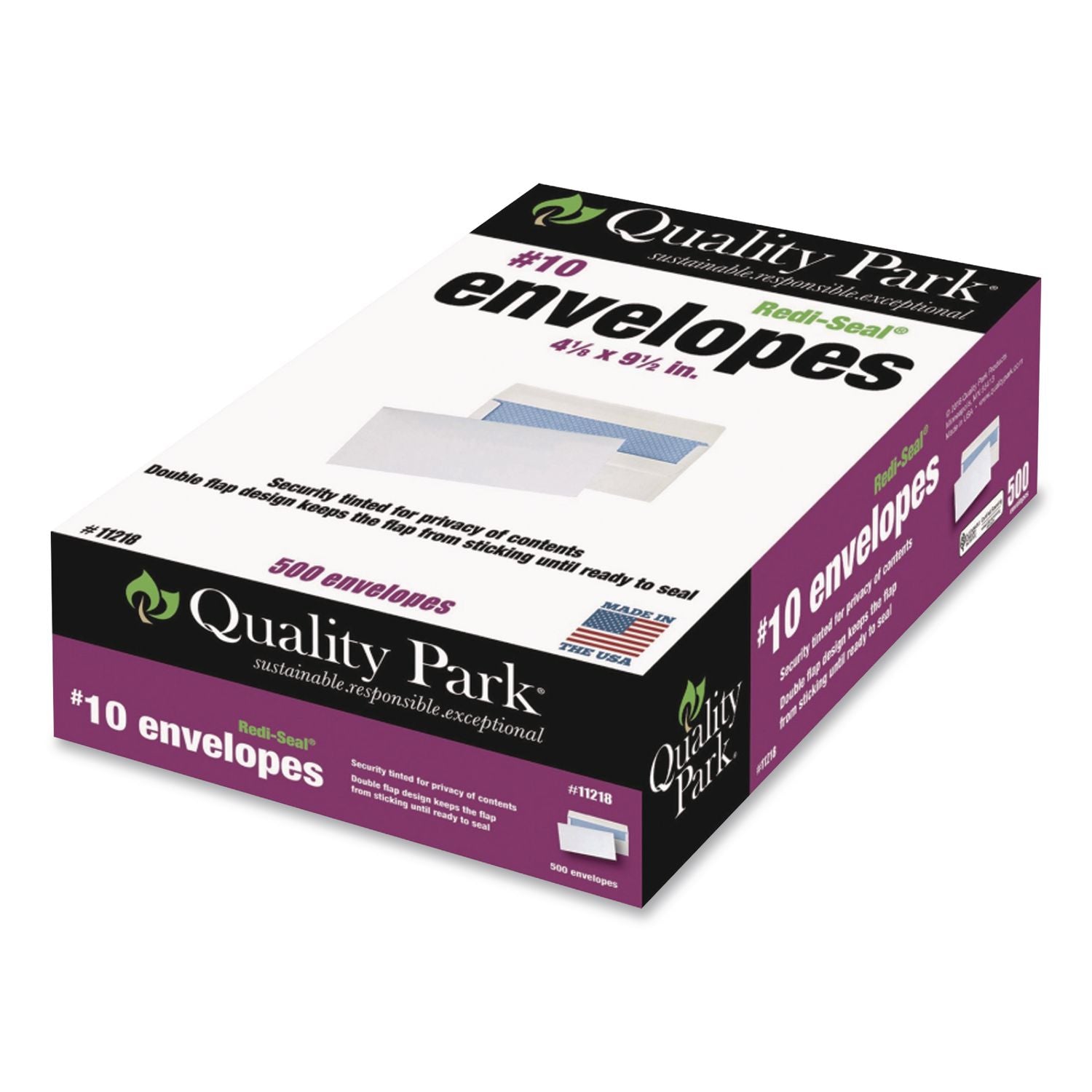 Redi-Seal Security-Tint Envelope, #10, Commercial Flap, Redi-Seal Adhesive Closure, 4.13 x 9.5, White, 500/Box