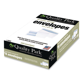 Double Window Security-Tinted Check Envelope, #9, Commercial Flap, Gummed Closure, 3.88 x 8.88, White, 500/Box