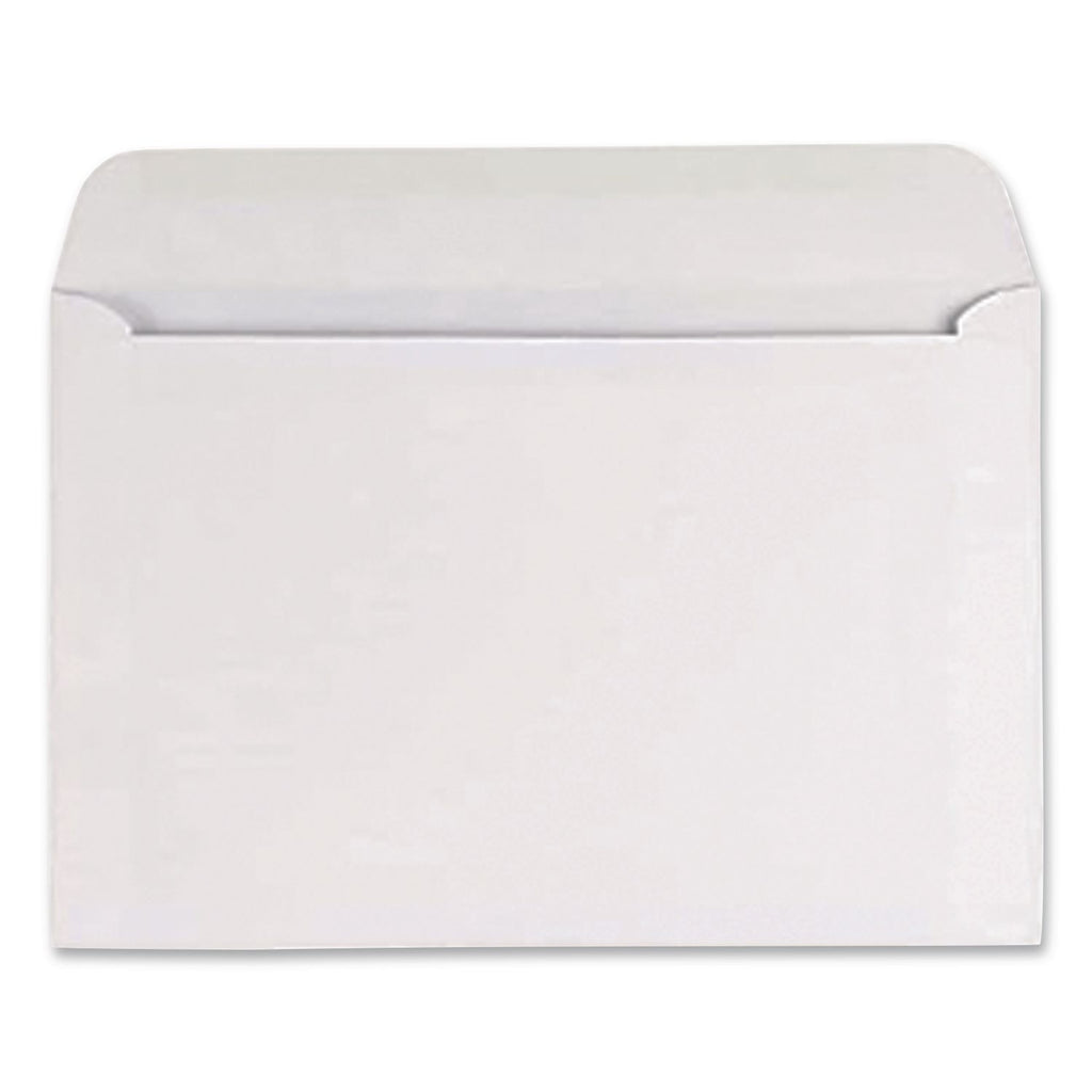 Open-Side Booklet Envelope, #6 1/2, Hub Flap, Gummed Closure, 6 x 9, White, 100/Box