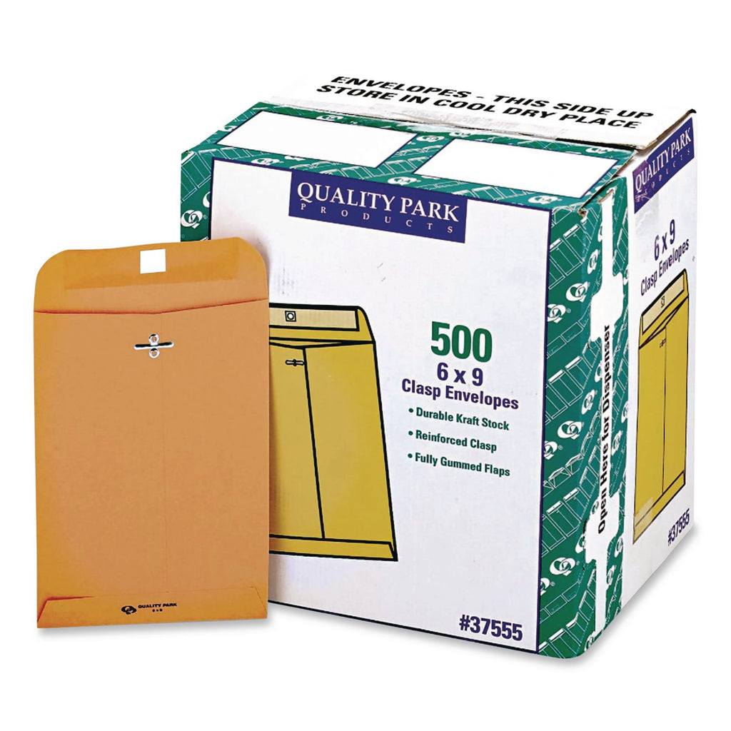 Clasp Envelope, 28 lb Bond Weight Kraft, #55, Square Flap, Clasp/Gummed Closure, 6 x 9, Brown Kraft, 500/Carton
