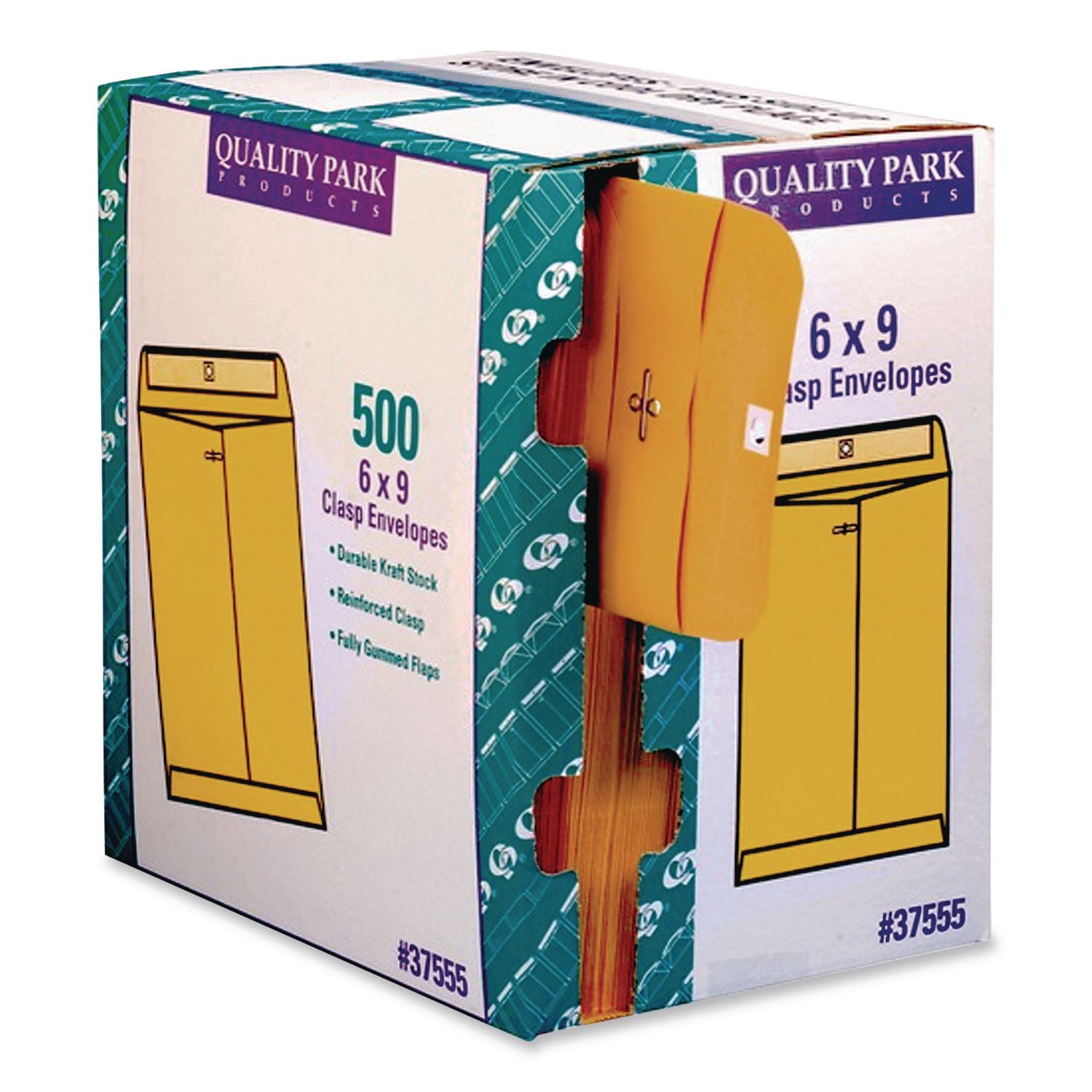 Clasp Envelope, 28 lb Bond Weight Kraft, #55, Square Flap, Clasp/Gummed Closure, 6 x 9, Brown Kraft, 500/Carton