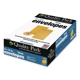 Clasp Envelope, 28 lb Bond Weight Kraft, #90, Square Flap, Clasp/Gummed Closure, 9 x 12, Brown Kraft, 250/Carton
