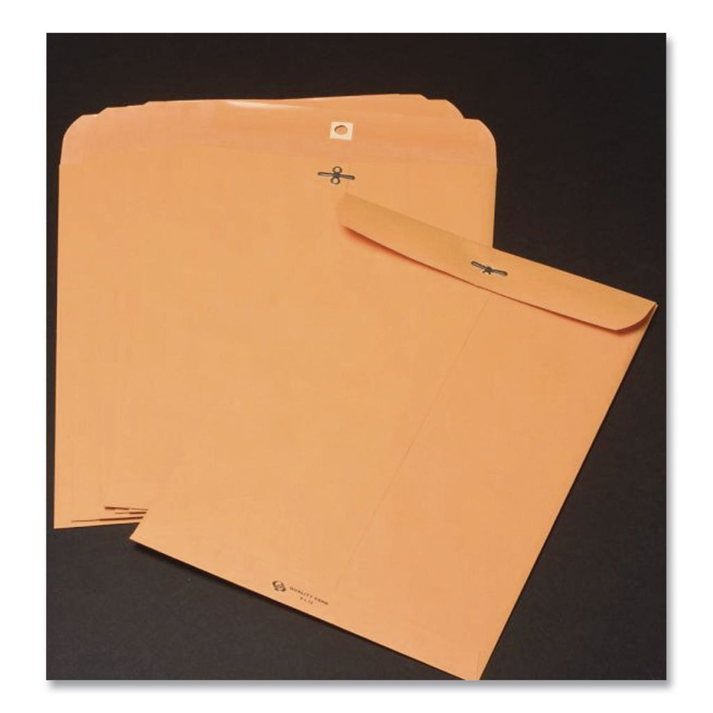 Clasp Envelope, 32 lb Bond Weight Kraft, #14 1/2, Square Flap, Clasp/Gummed Closure, 11.5 x 14.5, Brown Kraft, 100/Box