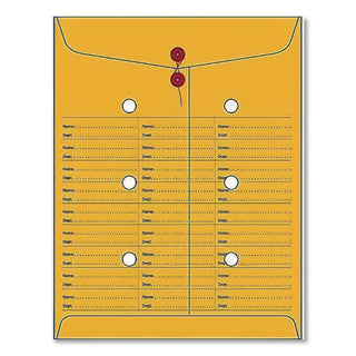 Brown Kraft String/Button Box-Style Interoffice Envelope, #97, Two-Sided Three-Column Format, 10 x 13, Brown Kraft, 100/Box