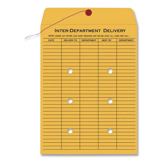 Brown Kraft String/Button Interoffice Envelope, #98, One-Sided Five-Column Format, 31-Entries, 10 x 15, Brown Kraft, 100/CT