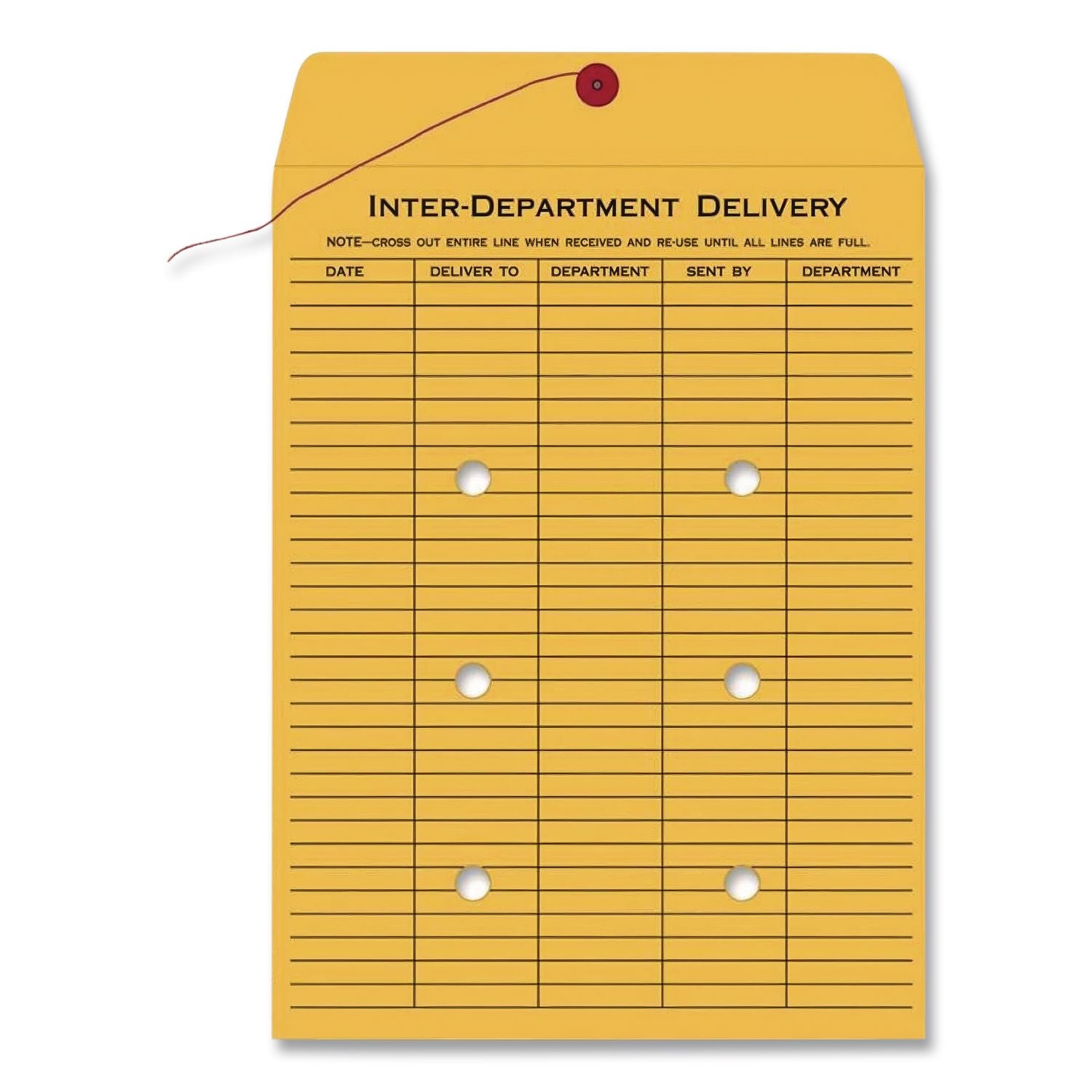 Brown Kraft String/Button Interoffice Envelope, #98, One-Sided Five-Column Format, 31-Entries, 10 x 15, Brown Kraft, 100/CT