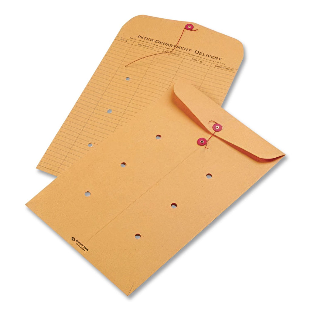 Brown Kraft String/Button Interoffice Envelope, #98, One-Sided Five-Column Format, 31-Entries, 10 x 15, Brown Kraft, 100/CT