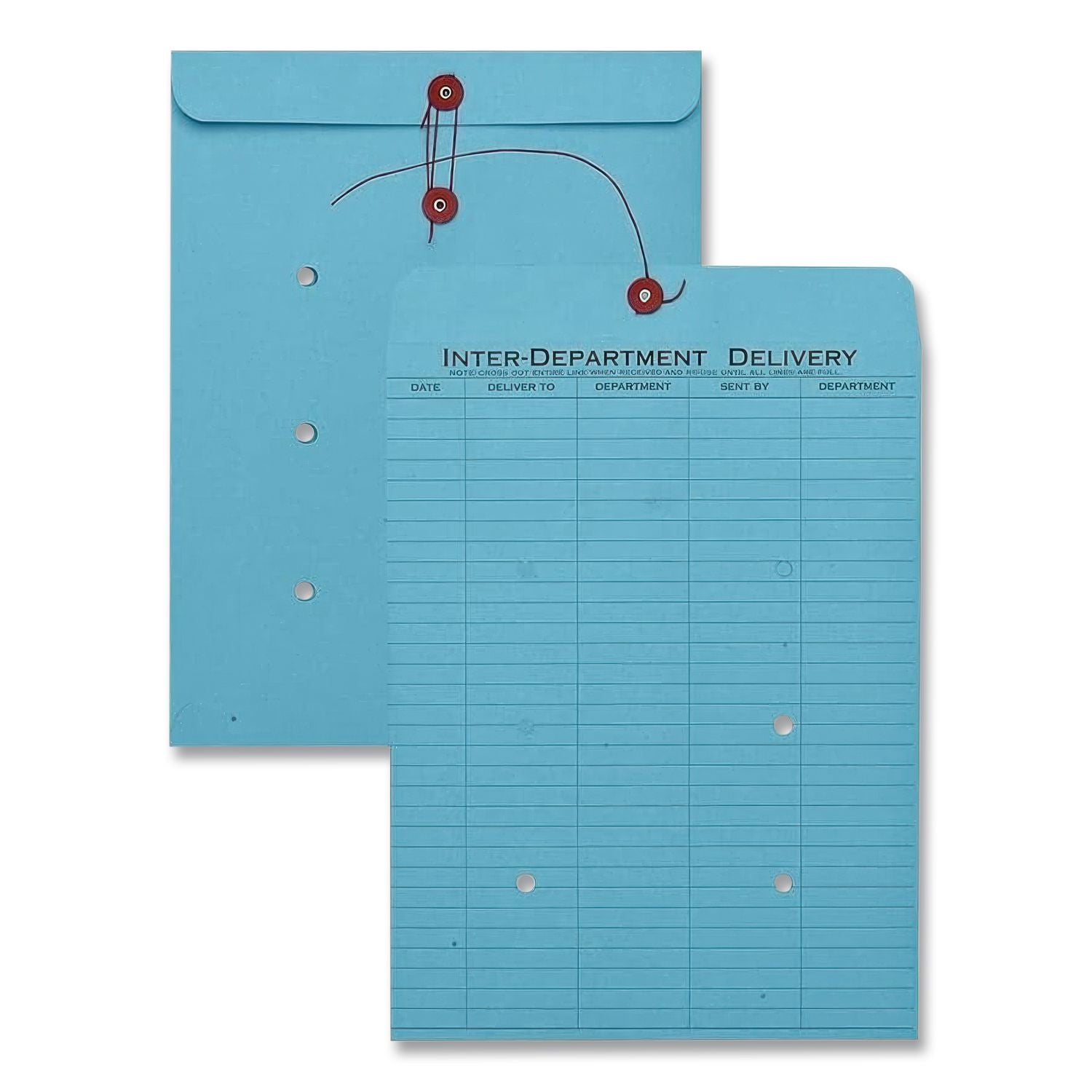 Colored Paper String and Button Interoffice Envelope, #97, One-Sided Five-Column Format, 10 x 13, Blue, 100/Box
