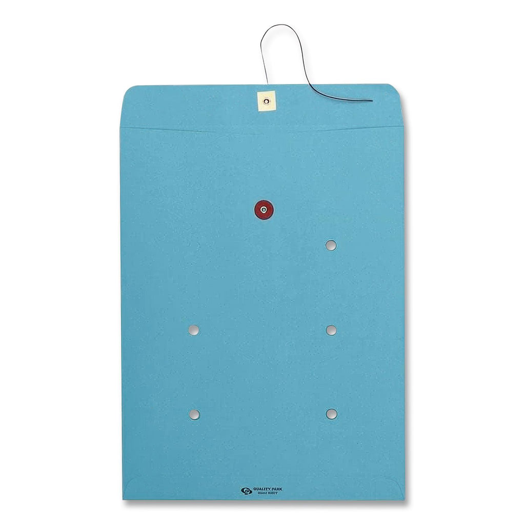 Colored Paper String and Button Interoffice Envelope, #97, One-Sided Five-Column Format, 10 x 13, Blue, 100/Box