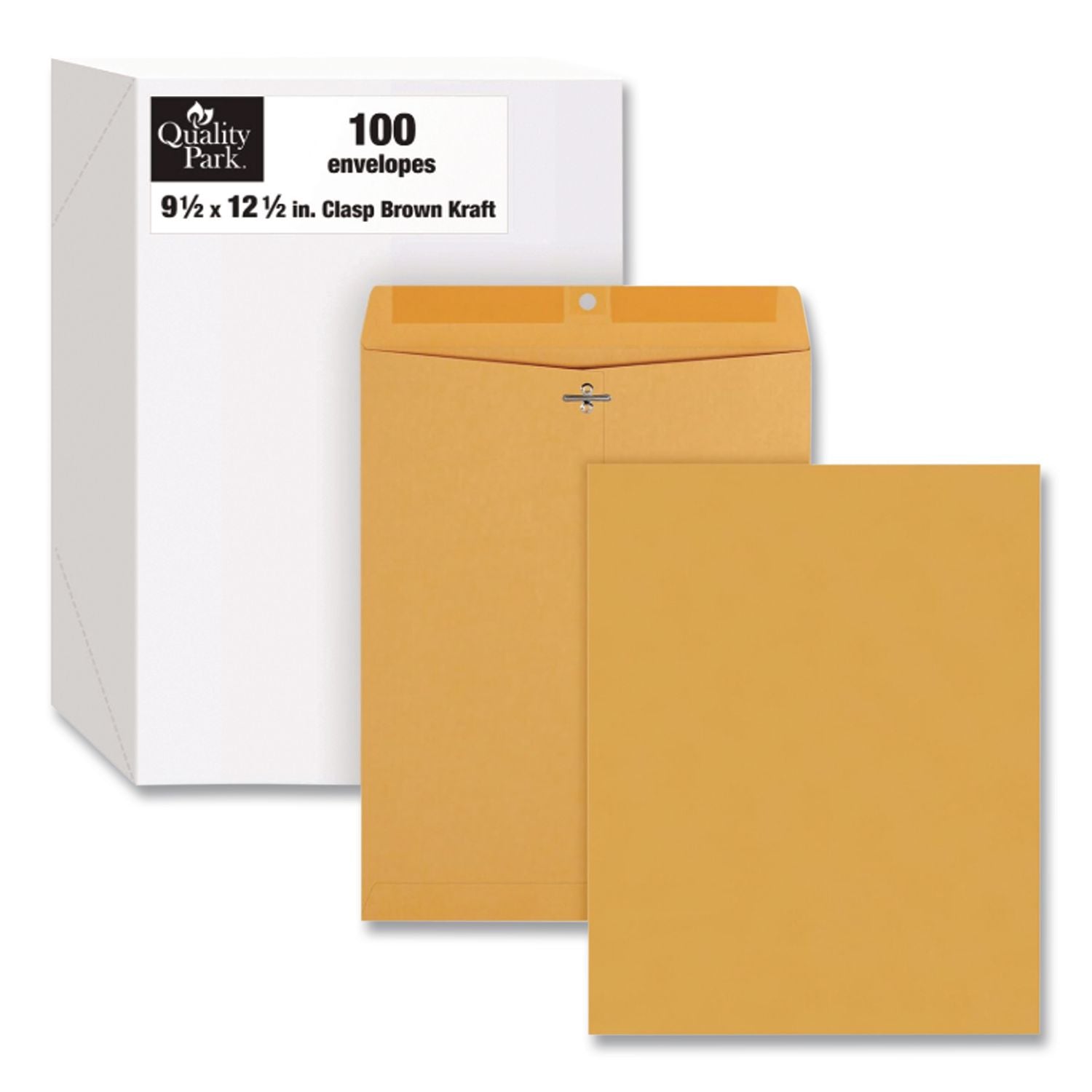 Clasp Envelope, 28 lb Bond Weight Kraft, #93, Square Flap, Clasp/Gummed Closure, 9.5 x 12.5, Brown Kraft, 100/Box