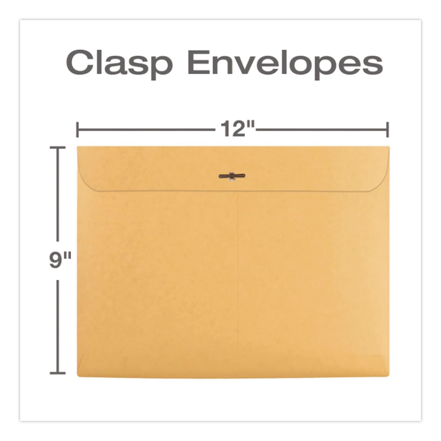 Redi-File Clasp Envelope, #90, Cheese Blade Flap, Clasp/Gummed Closure, 9 x 12, Brown Kraft, 100/Box
