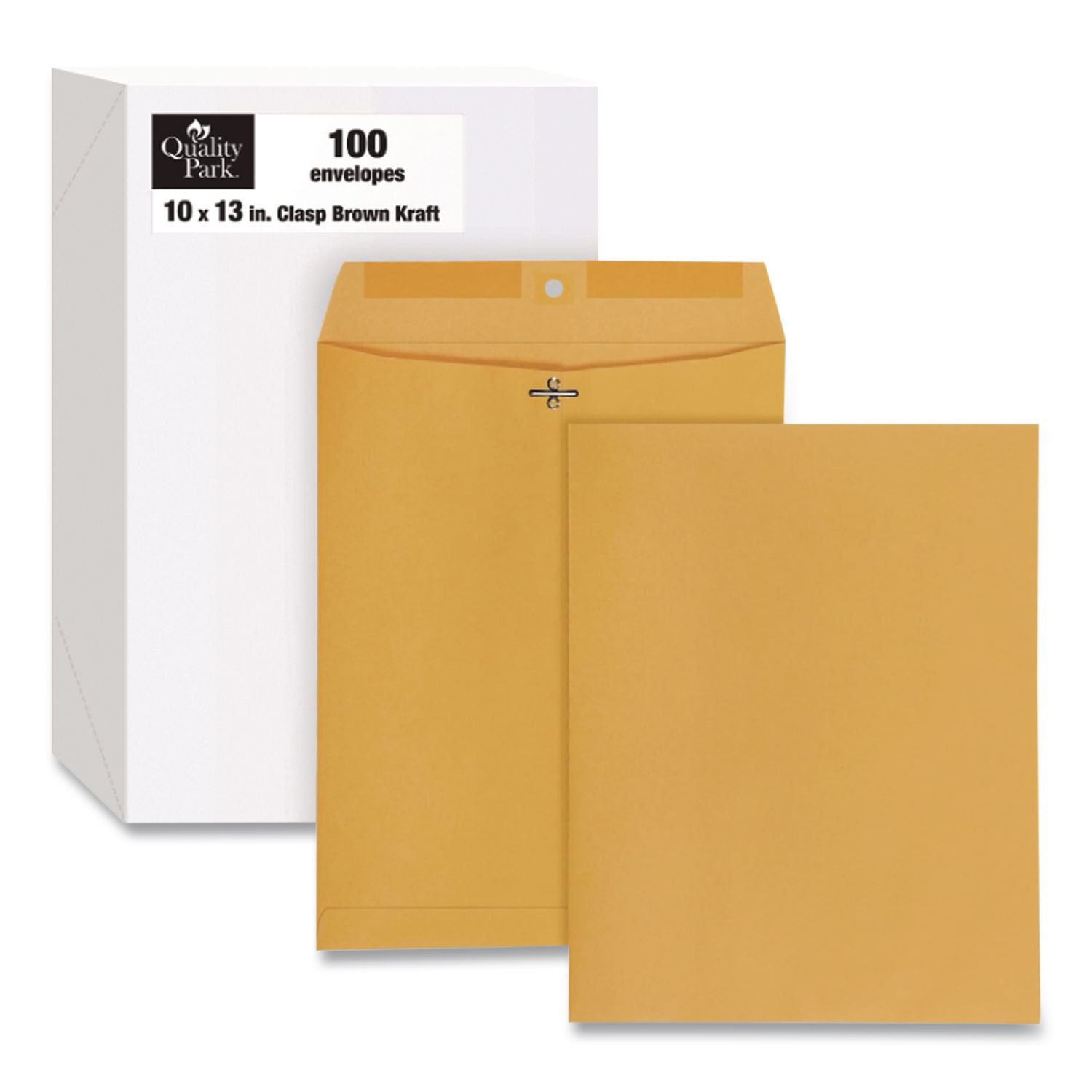 Clasp Envelope, 28 lb Bond Weight Kraft, #97, Square Flap, Clasp/Gummed Closure, 10 x 13, Brown Kraft, 100/Box