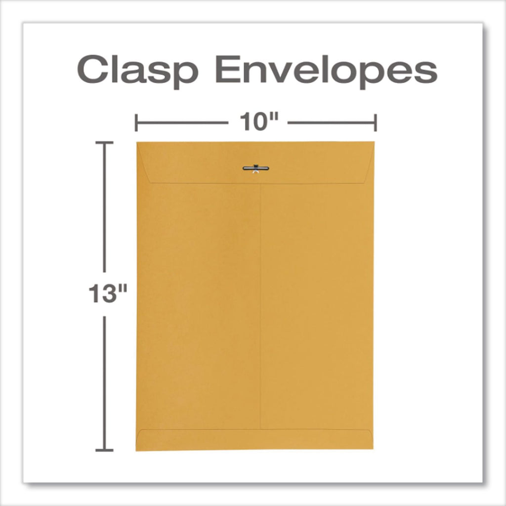 Clasp Envelope, 28 lb Bond Weight Kraft, #97, Square Flap, Clasp/Gummed Closure, 10 x 13, Brown Kraft, 100/Box