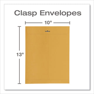 Clasp Envelope, 28 lb Bond Weight Kraft, #97, Square Flap, Clasp/Gummed Closure, 10 x 13, Brown Kraft, 100/Box