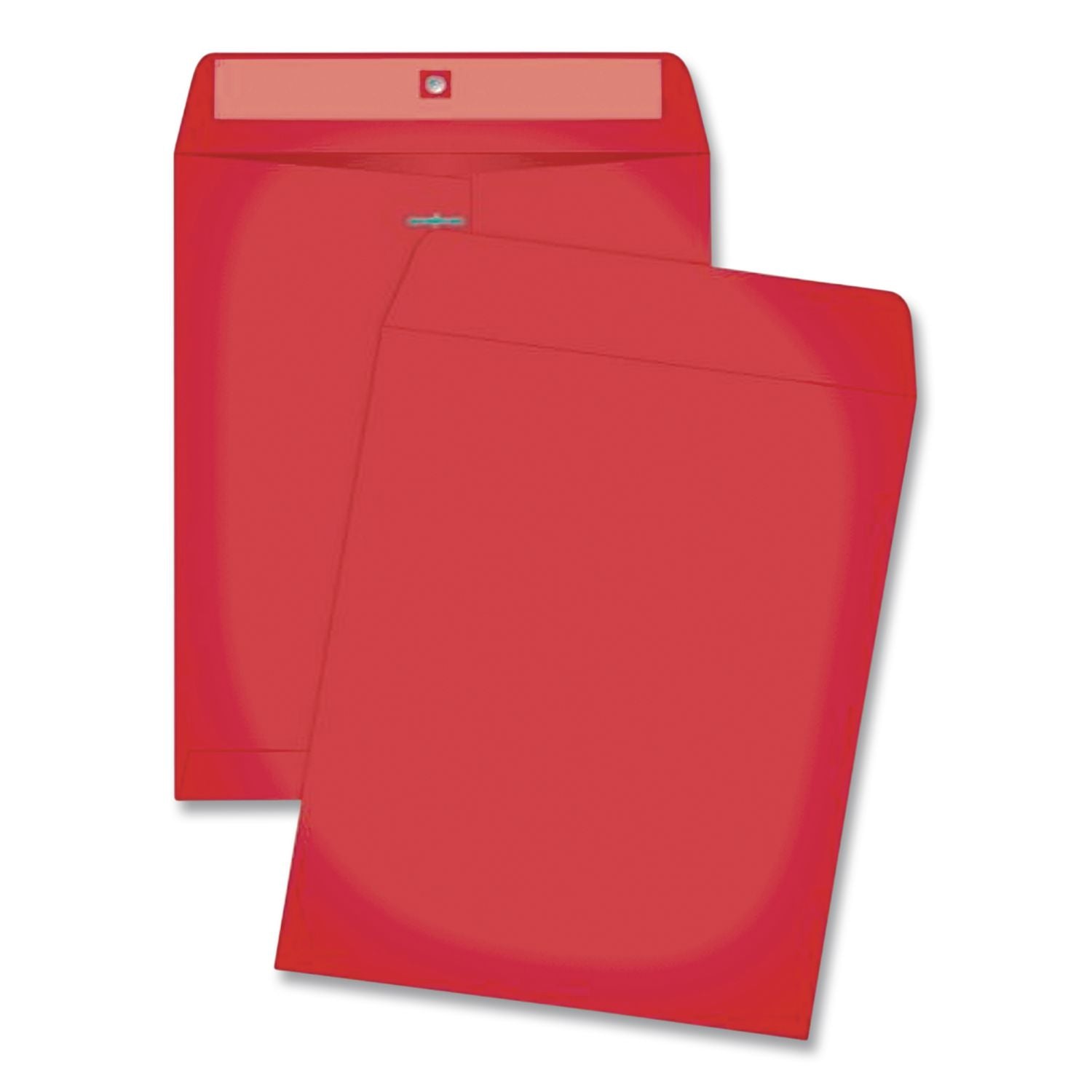 Clasp Envelope, 28 lb Bond Weight Paper, #90, Square Flap, Clasp/Gummed Closure, 9 x 12, Red, 10/Pack