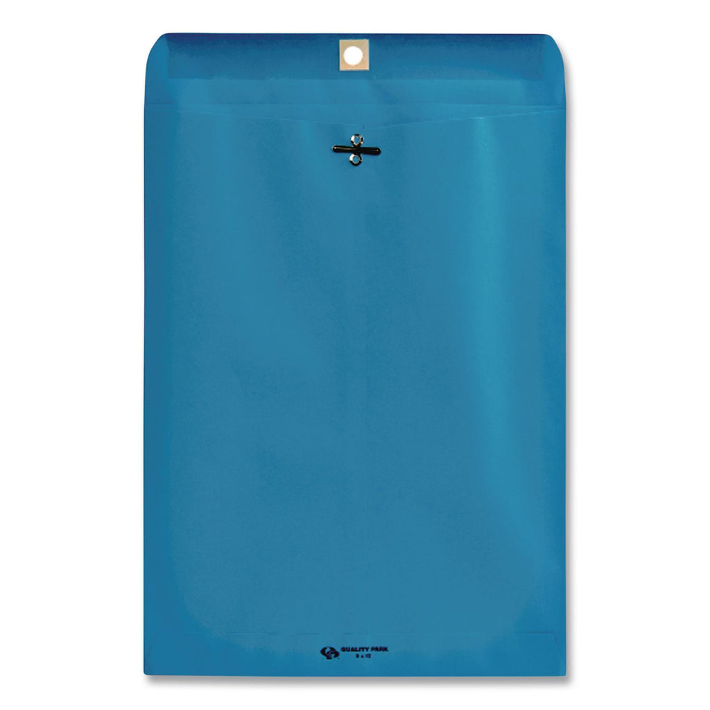 Clasp Envelope, 28 lb Bond Weight Kraft, #90, Square Flap, Clasp/Gummed Closure, 9 x 12, Blue, 10/Pack