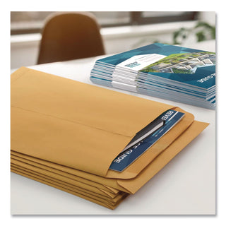 Catalog Envelope, 28 lb Bond Weight Kraft, #10 1/2, Square Flap, Gummed Closure, 9 x 12, Brown Kraft, 100/Box