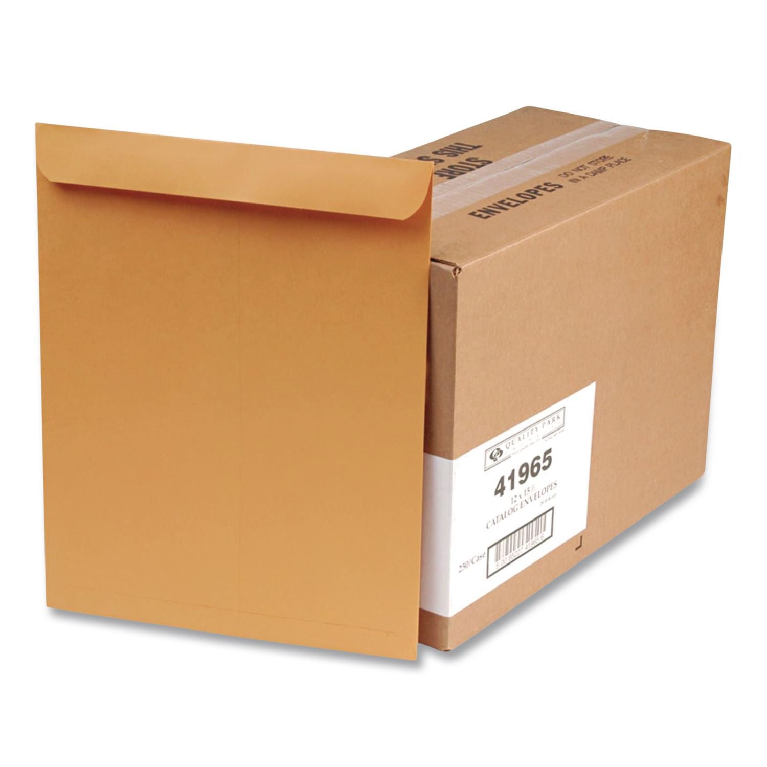 Catalog Envelope, 28 lb Bond Weight Kraft, #15 1/2, Square Flap, Gummed Closure, 12 x 15.5, Brown Kraft, 250/Box